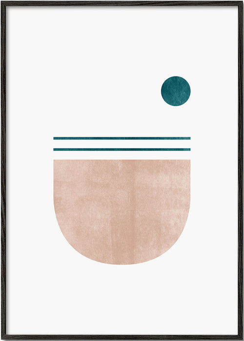 Geometrisk poster halvcirkel med teal prick