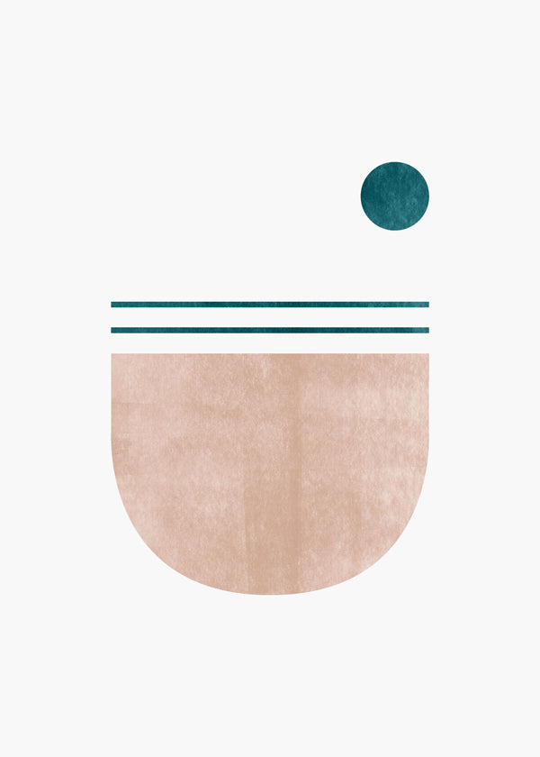 Geometrisk poster halvcirkel med teal prick