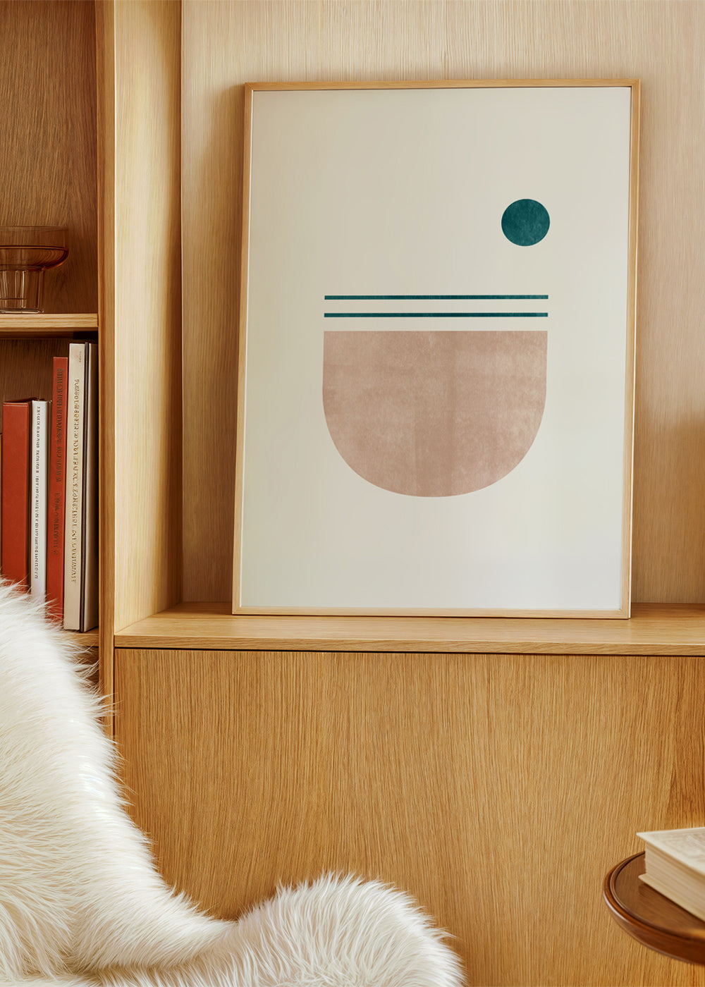 Geometrisk poster halvcirkel med teal prick