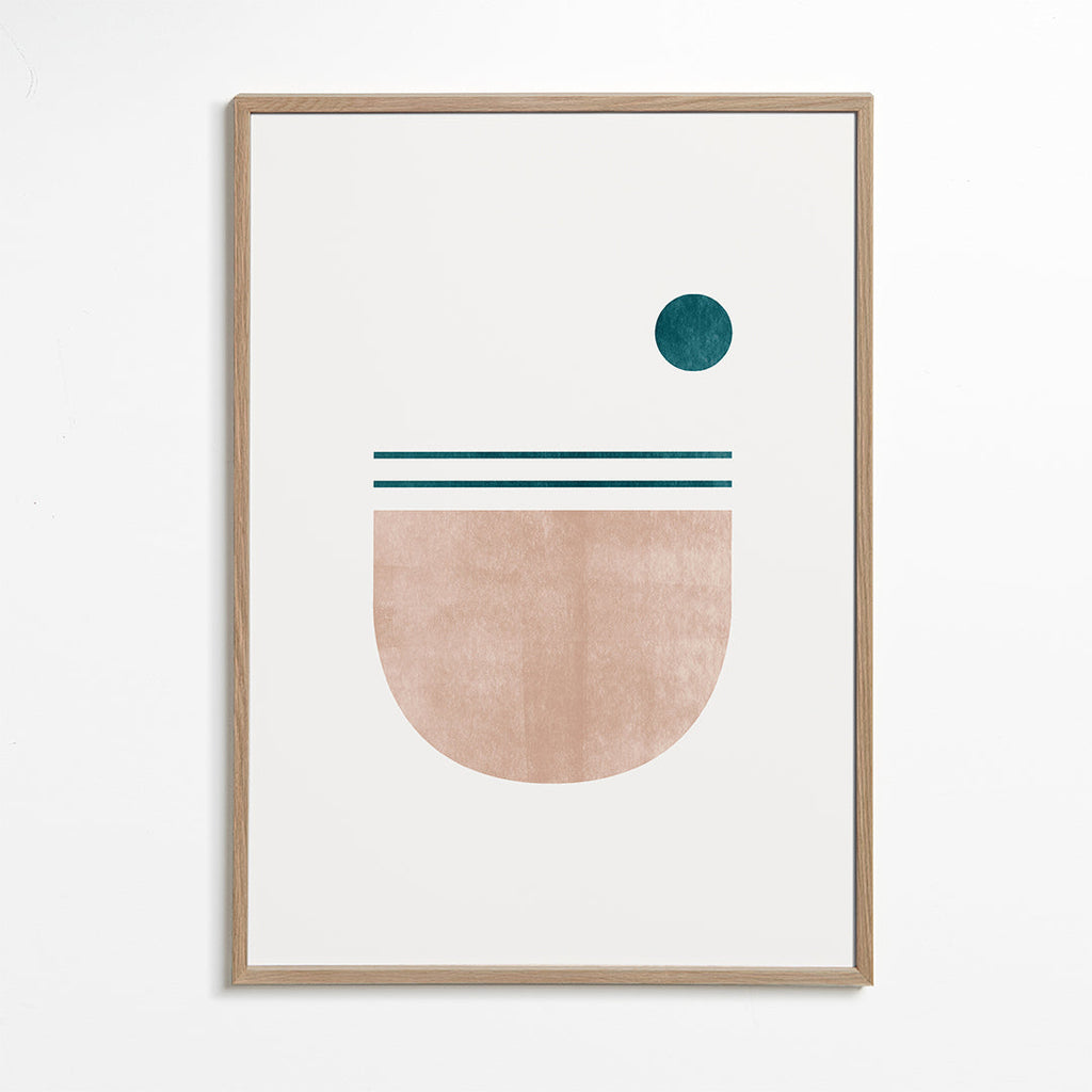 Geometrisk poster halvcirkel med teal prick