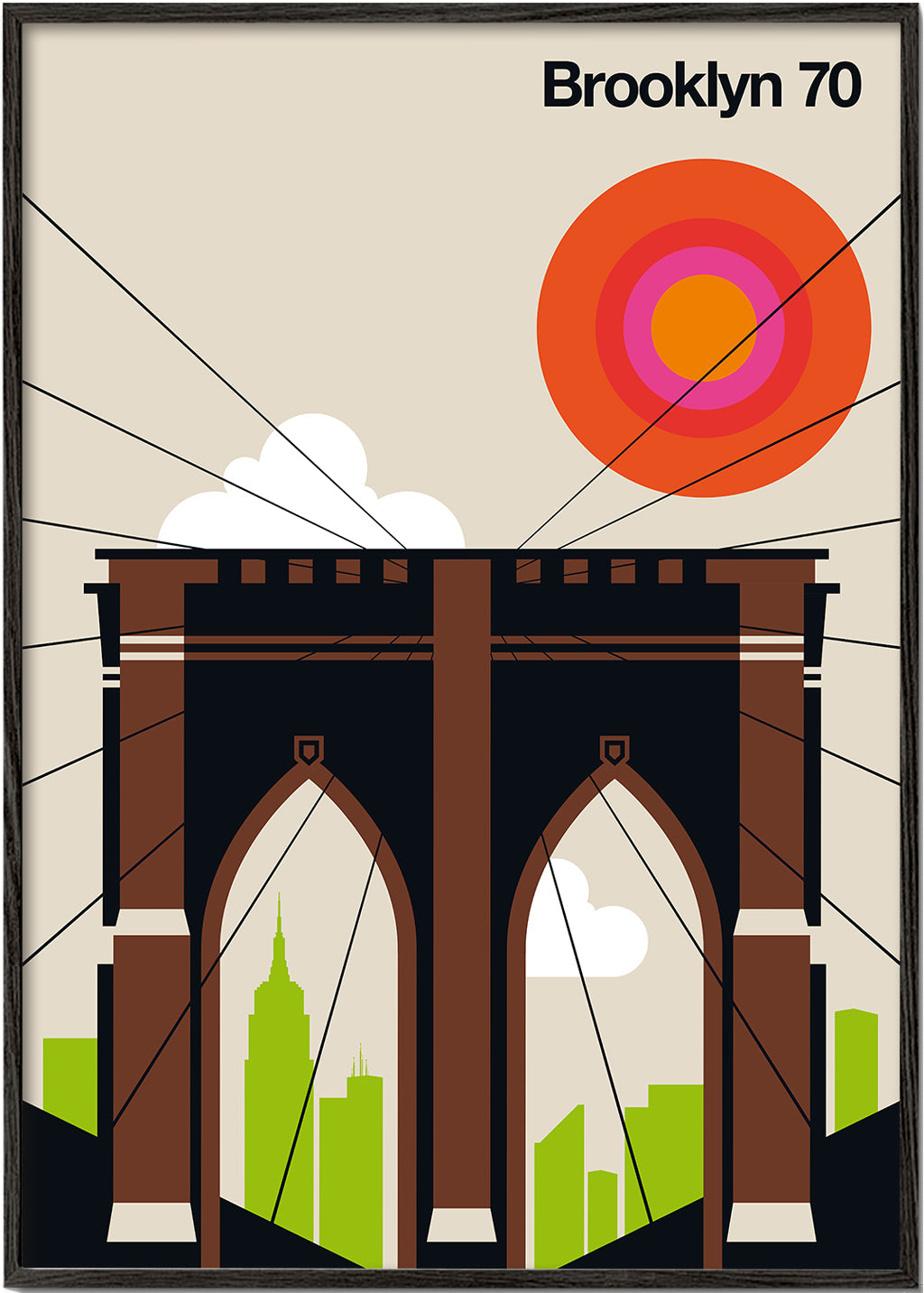 Travel poster Brooklynbron i grafisk illustration