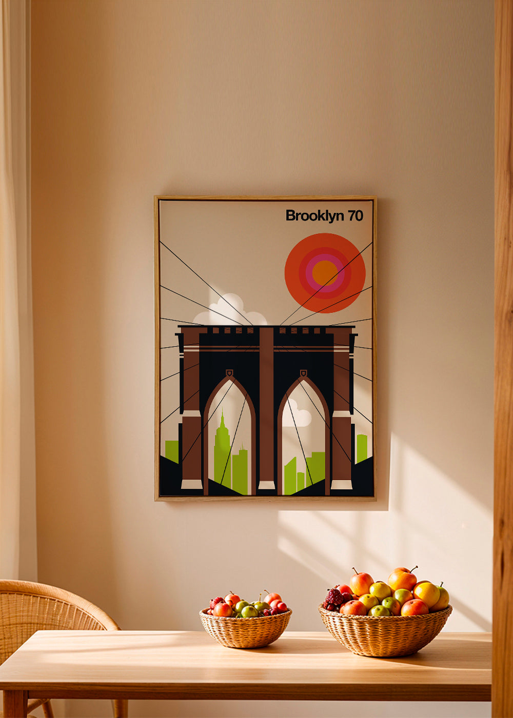 Travel poster Brooklynbron i grafisk illustration