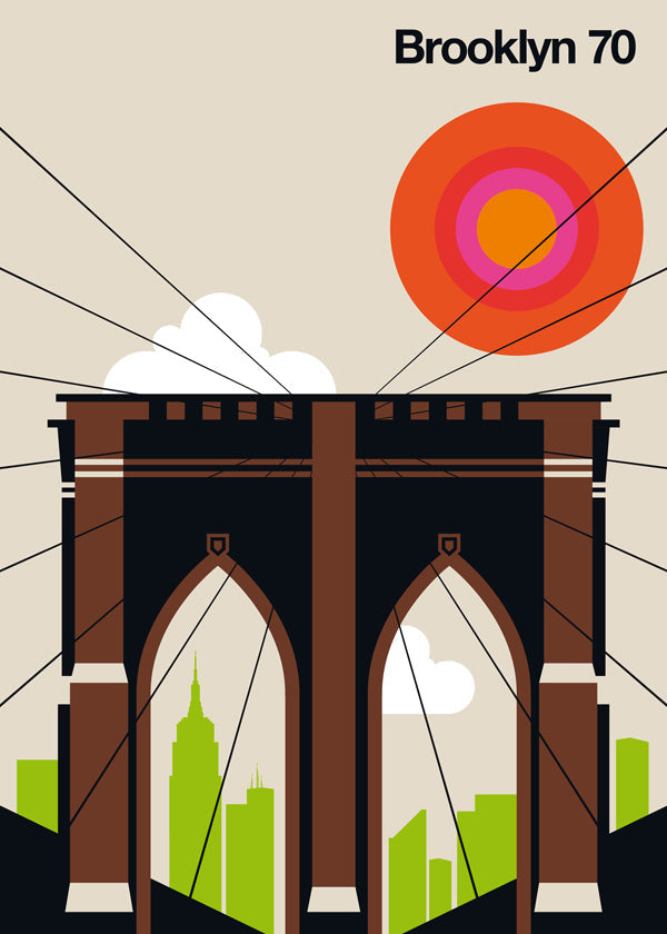 Travel poster Brooklynbron i grafisk illustration