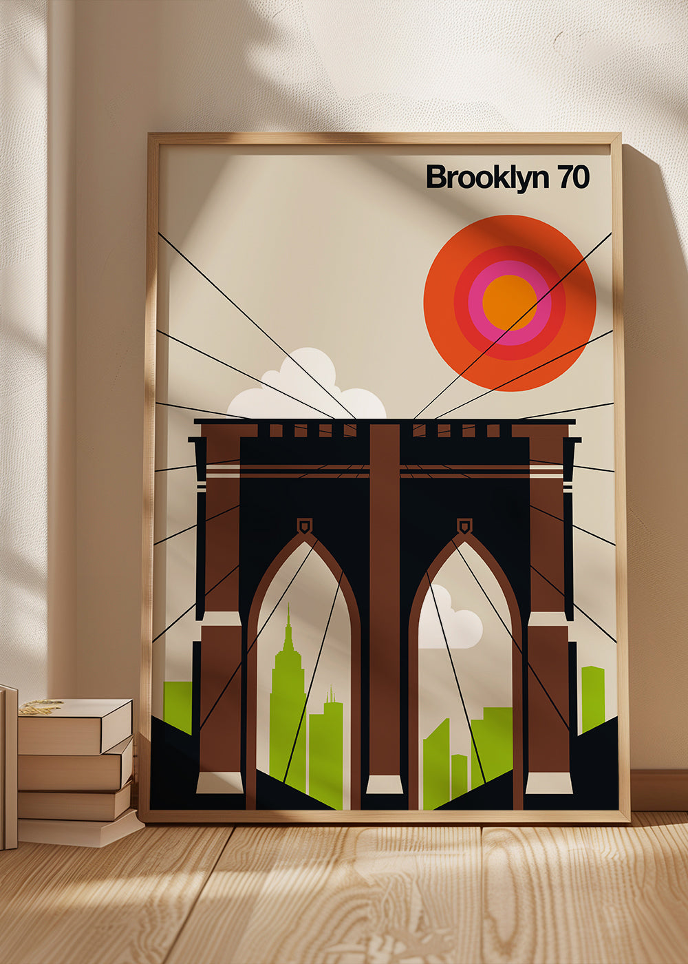Travel poster Brooklynbron i grafisk illustration