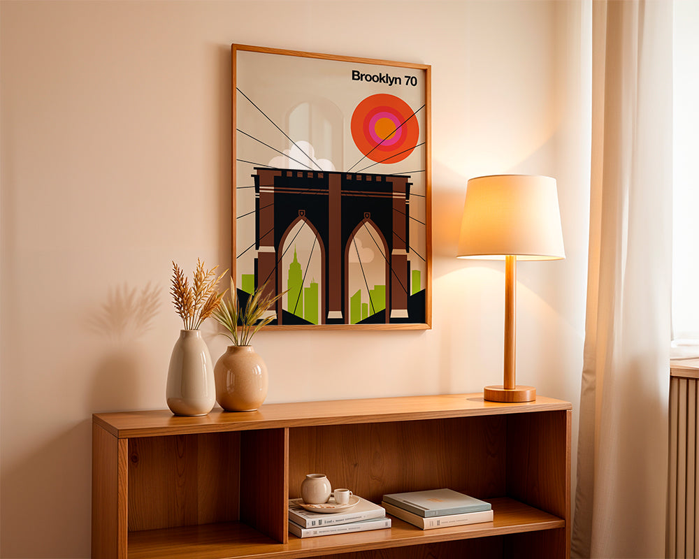 Travel poster Brooklynbron i grafisk illustration