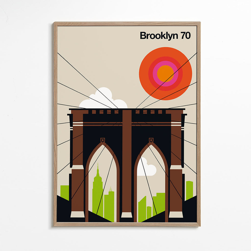 Travel poster Brooklynbron i grafisk illustration