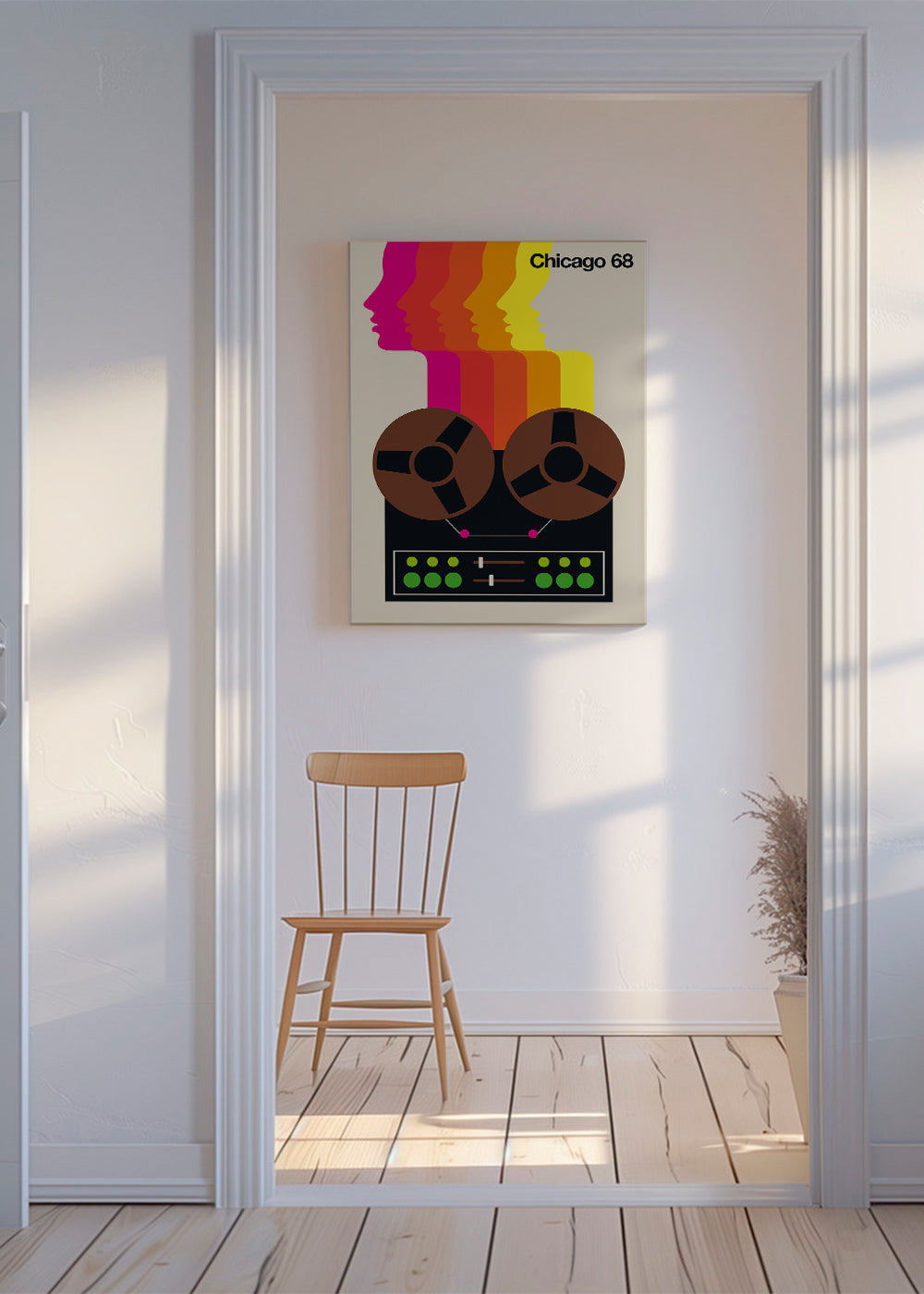 Vintageposter med rullar och färgstarka profiler