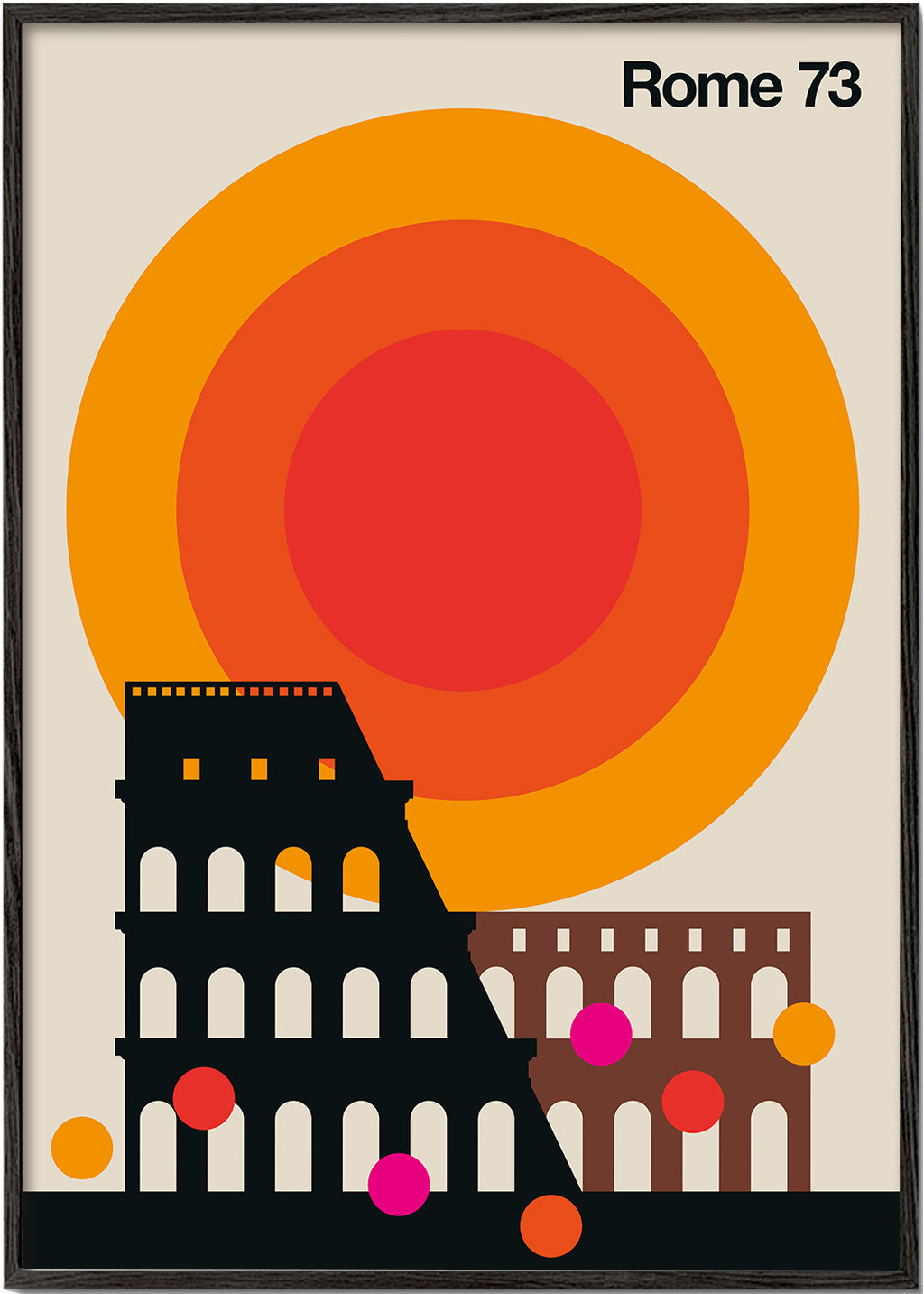 Reseaffisch Rome 73, Colosseum grafisk vintage
