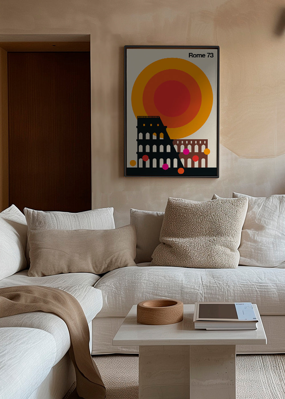 Reseaffisch Rome 73, Colosseum grafisk vintage