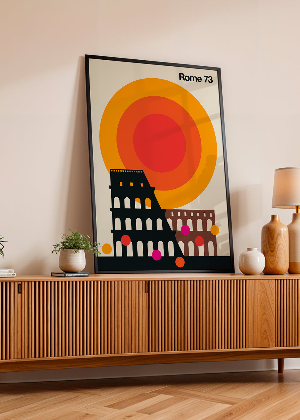 Reseaffisch Rome 73, Colosseum grafisk vintage