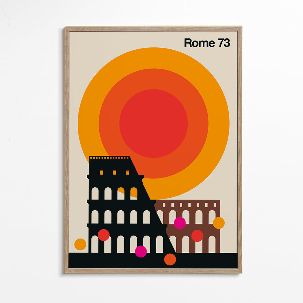 Reseaffisch Rome 73, Colosseum grafisk vintage