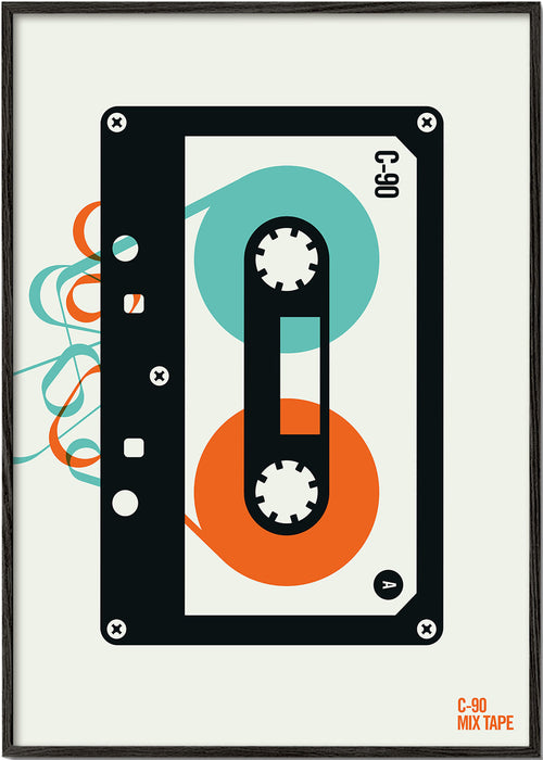 Vintage affisch Mixtape kassett illustration