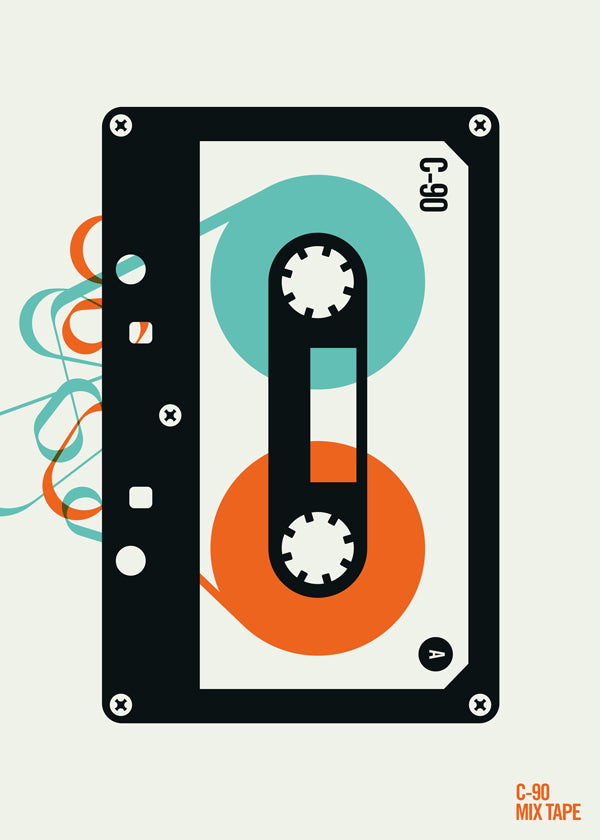 Vintage affisch Mixtape kassett illustration