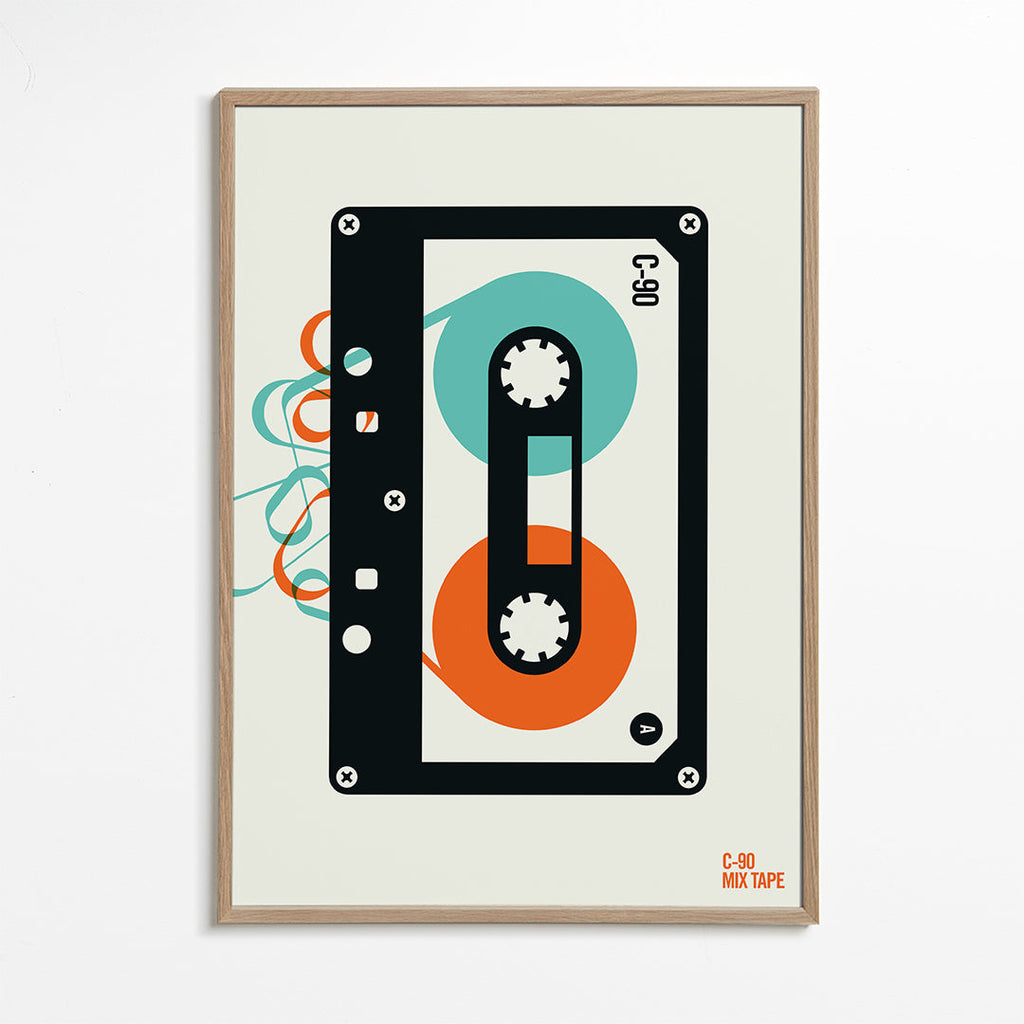 Vintage affisch Mixtape kassett illustration