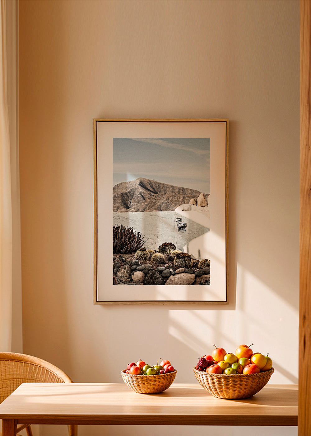 Botanisk poster med kaktus och vulkanrygg