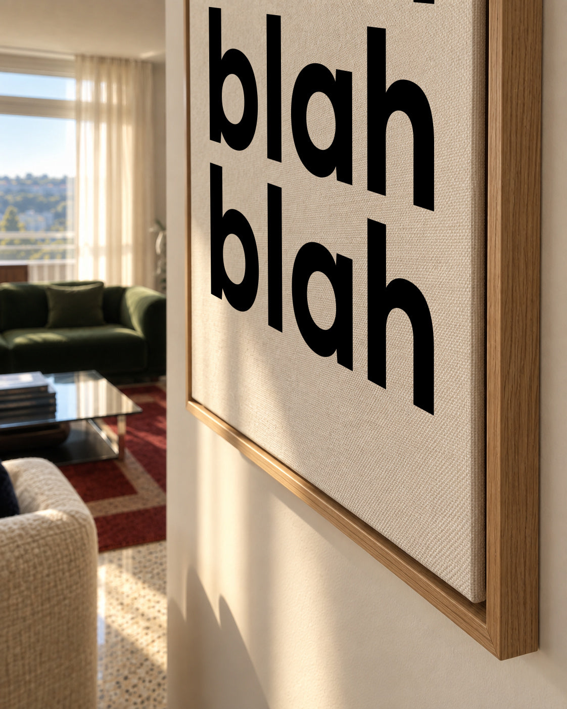Blah Blah Blah - Framed canvas detail