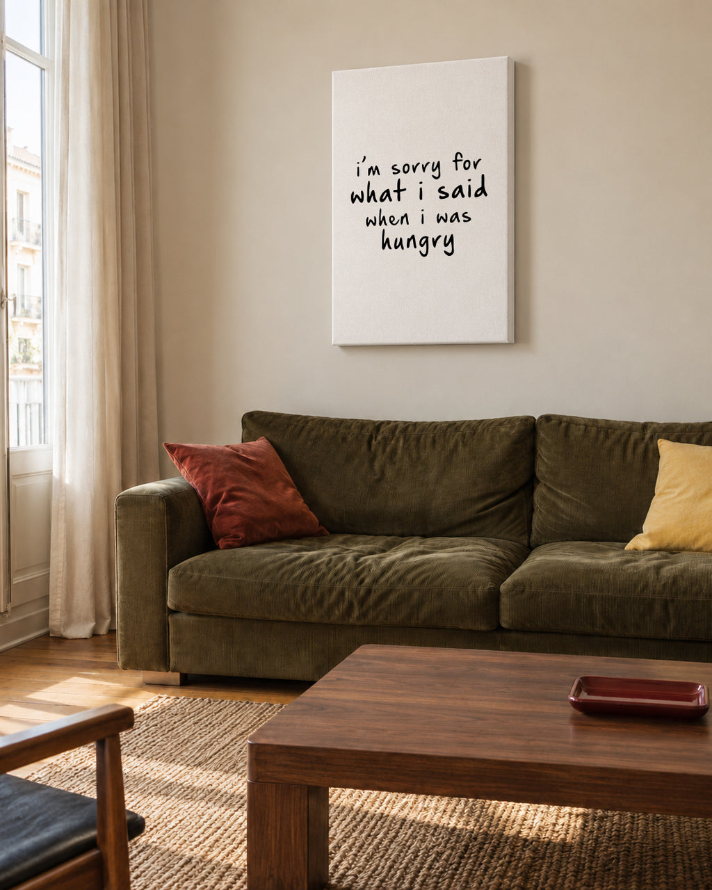 Hungry - Unframed canvas in an interior
