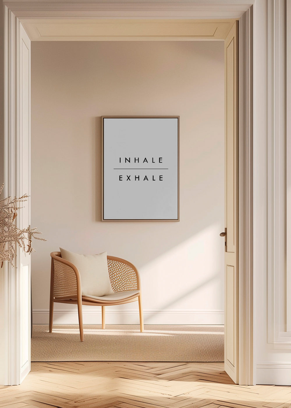 Minimal typografi poster Inhale Exhale