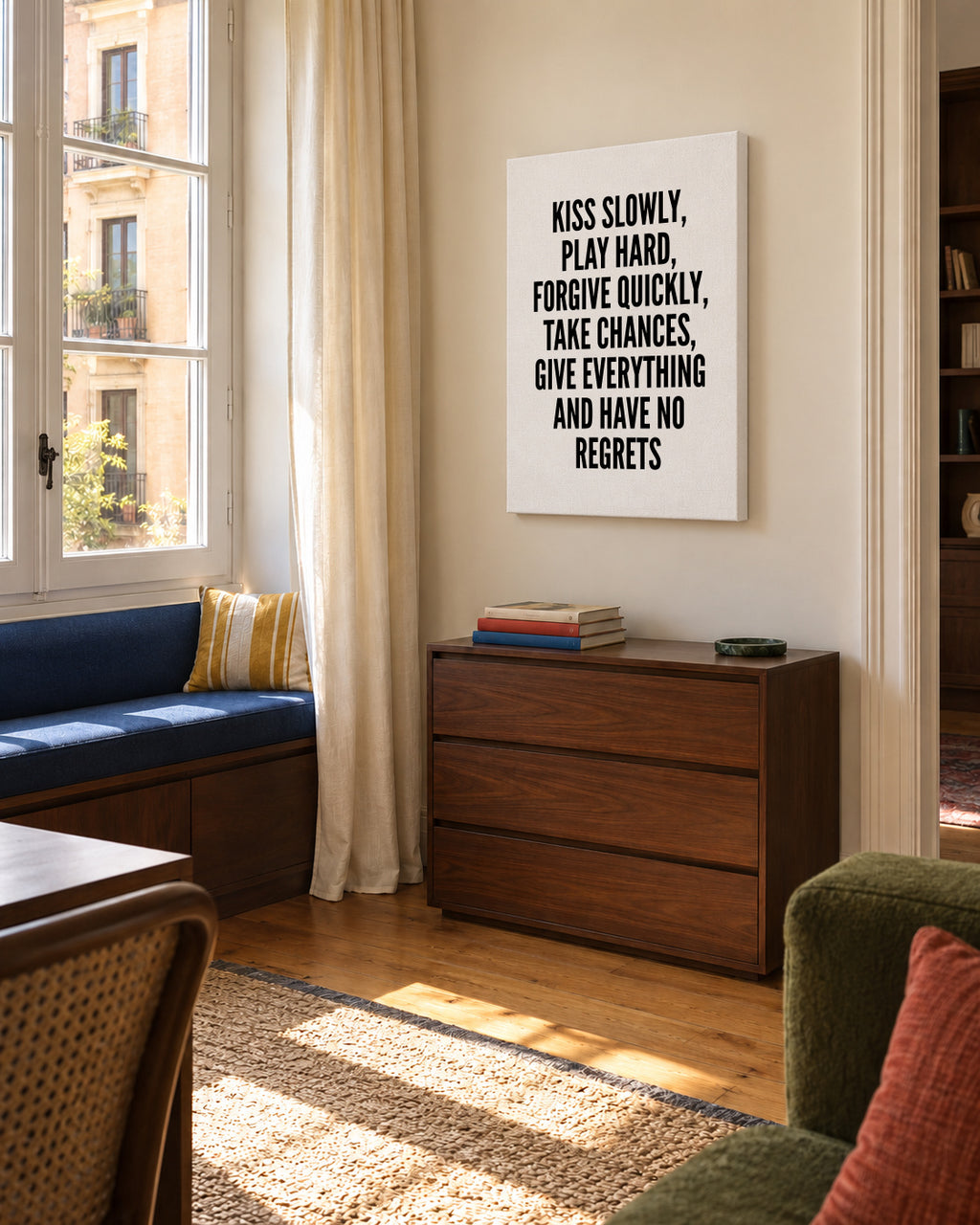 Kiss Slowly - Unframed canvas in an interior