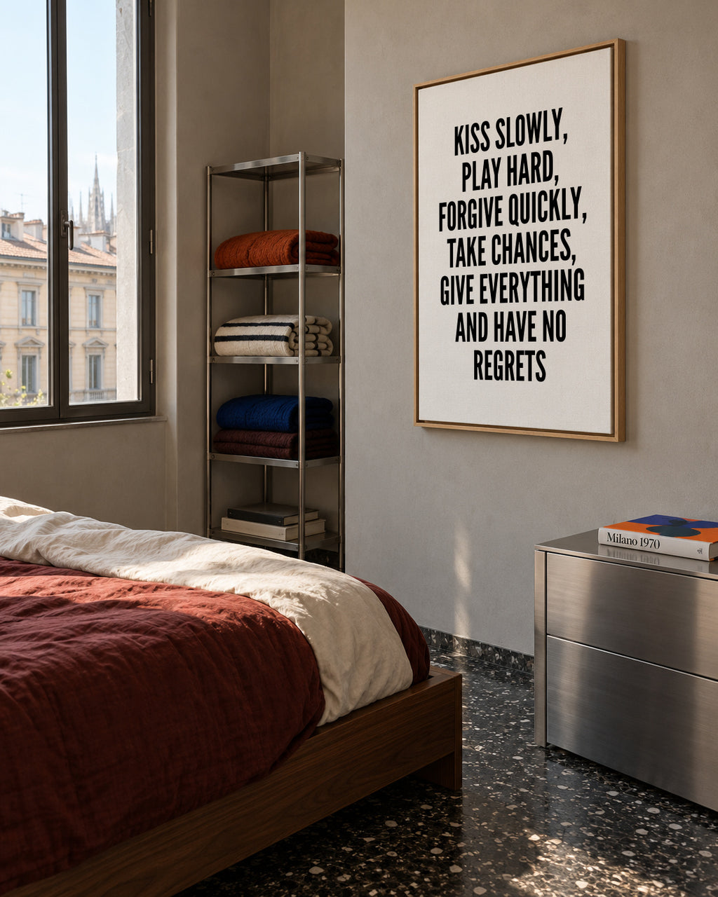 Kiss Slowly - Framed canvas in an interior
