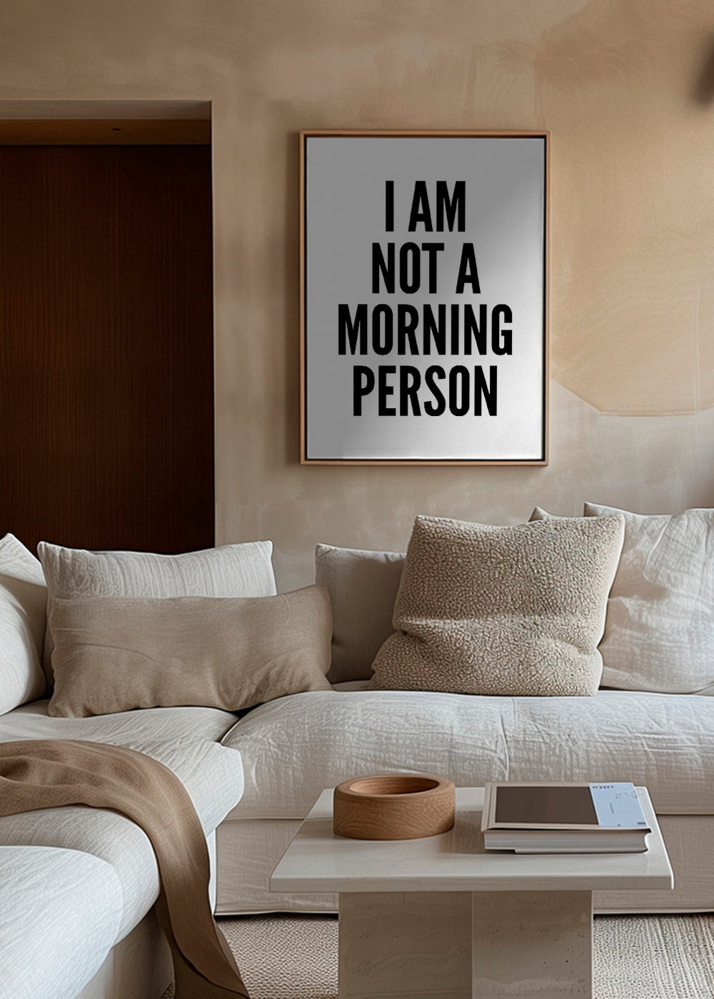 Svartvit konst typografisk I AM NOT A MORNING PERSON