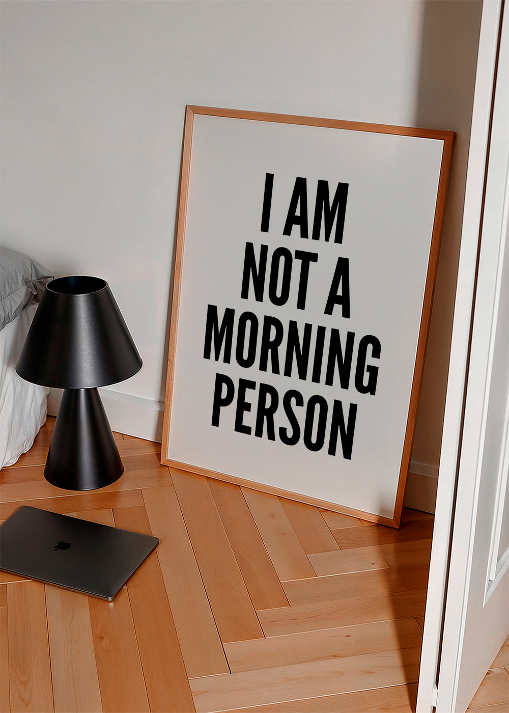 Svartvit konst typografisk I AM NOT A MORNING PERSON