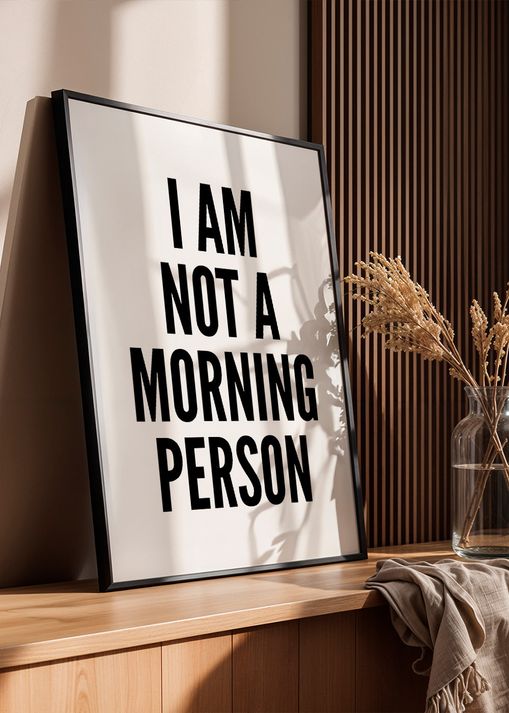 Svartvit konst typografisk I AM NOT A MORNING PERSON