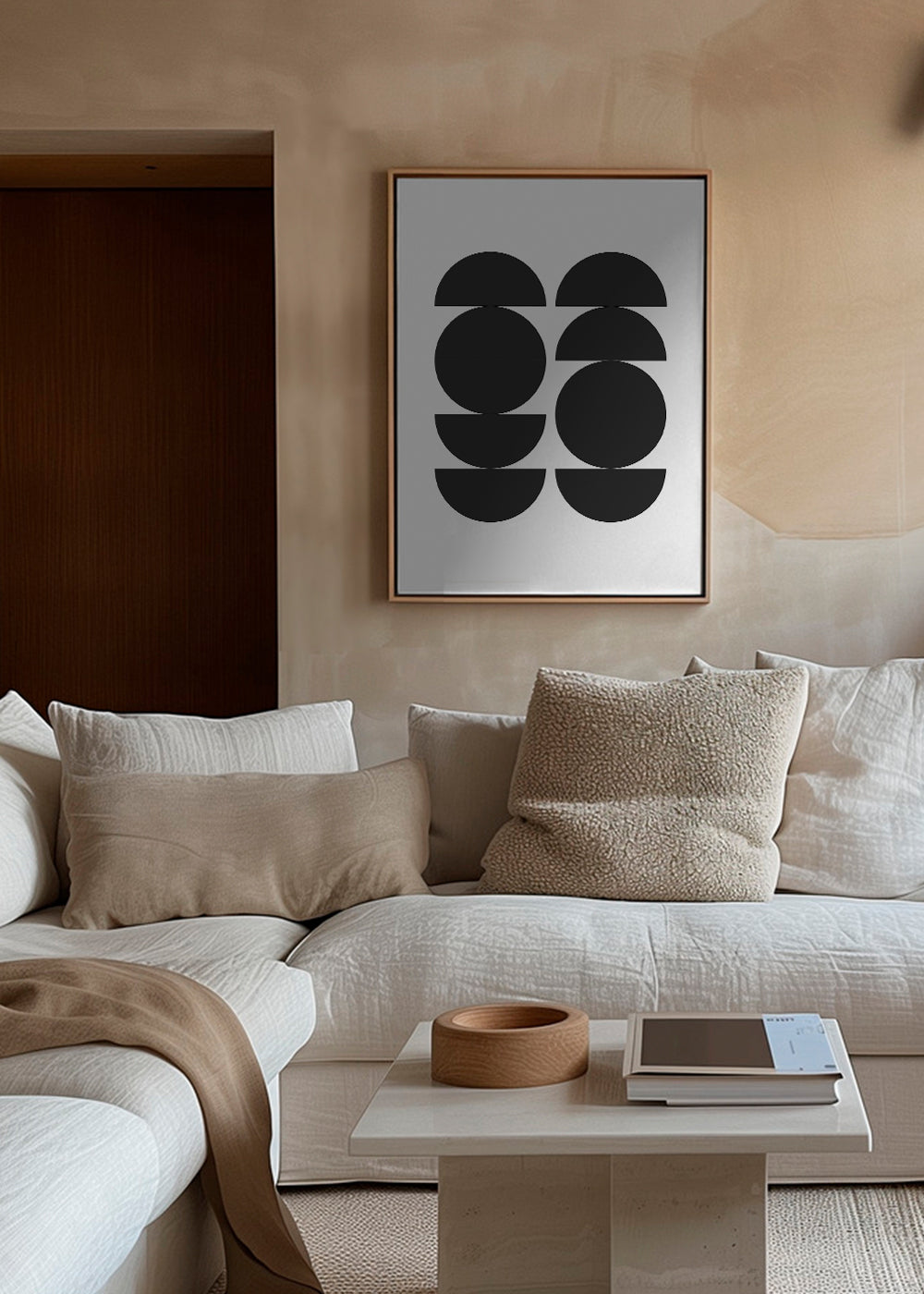 Geometrisk tavla minimal med cirklar och halvor