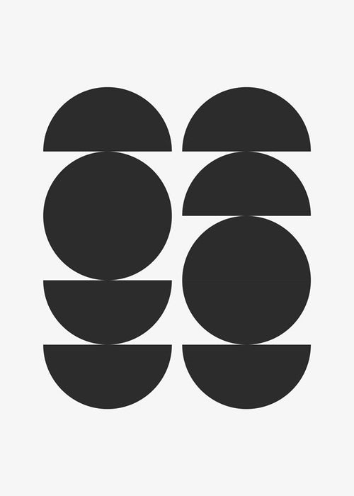 Geometrisk tavla minimal med cirklar och halvor