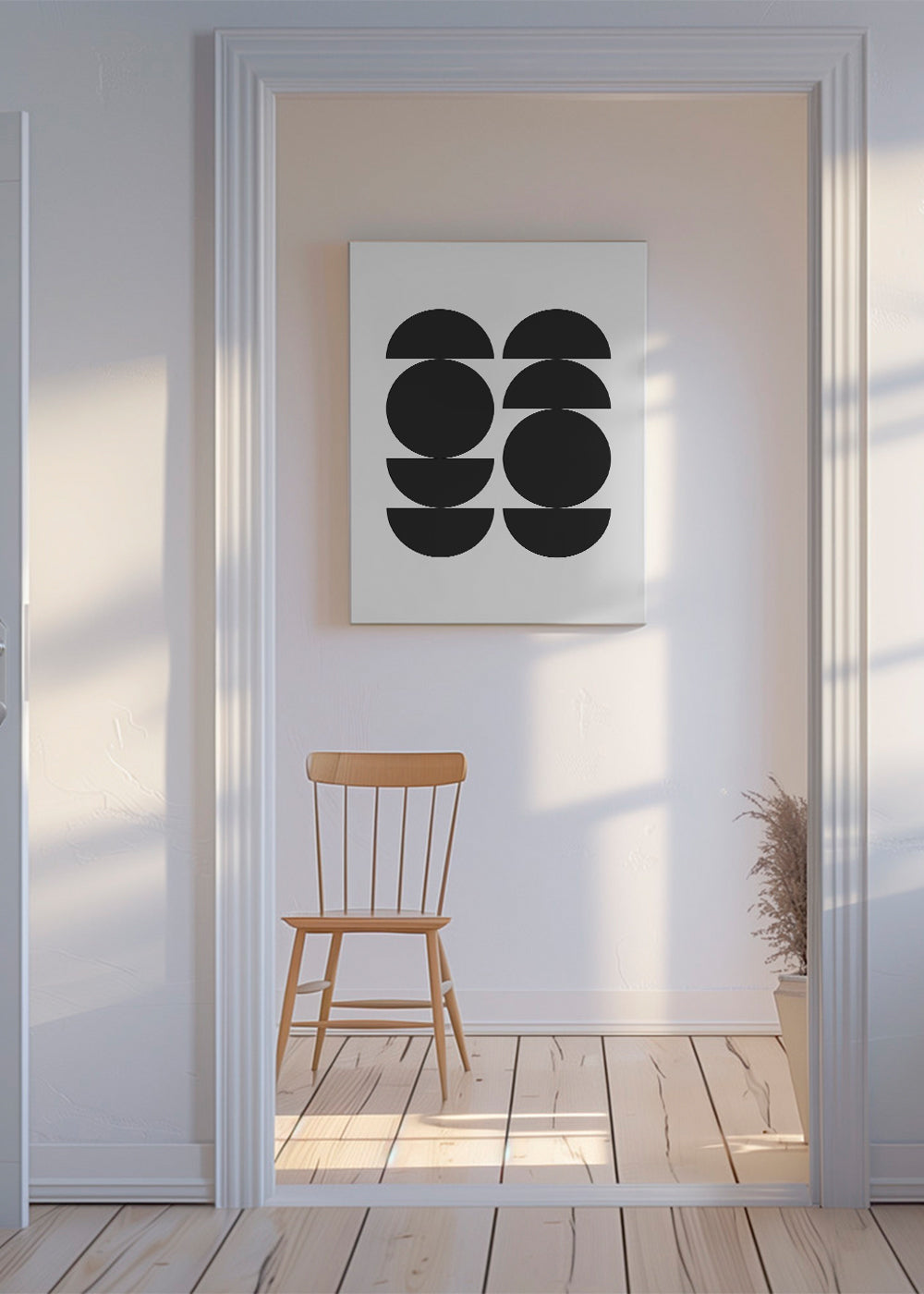Geometrisk tavla minimal med cirklar och halvor