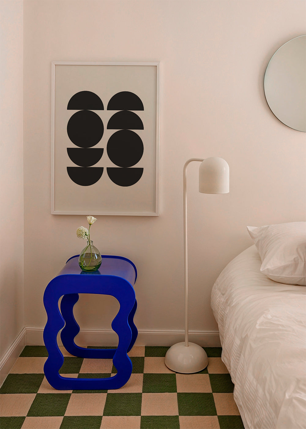 Geometrisk tavla minimal med cirklar och halvor