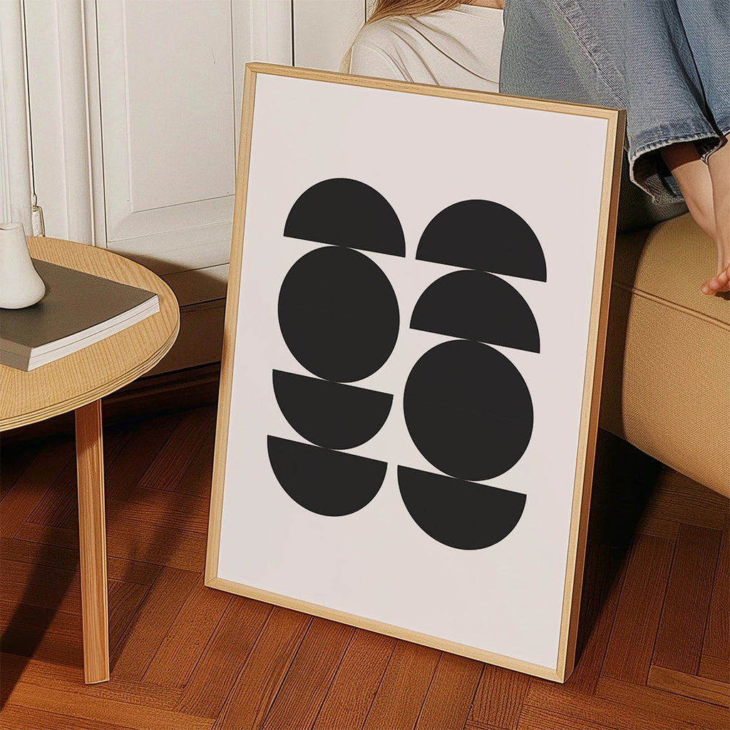 Geometrisk tavla minimal med cirklar och halvor