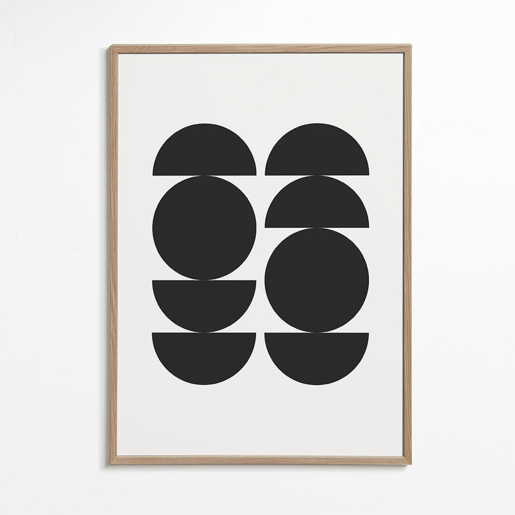 Geometrisk tavla minimal med cirklar och halvor