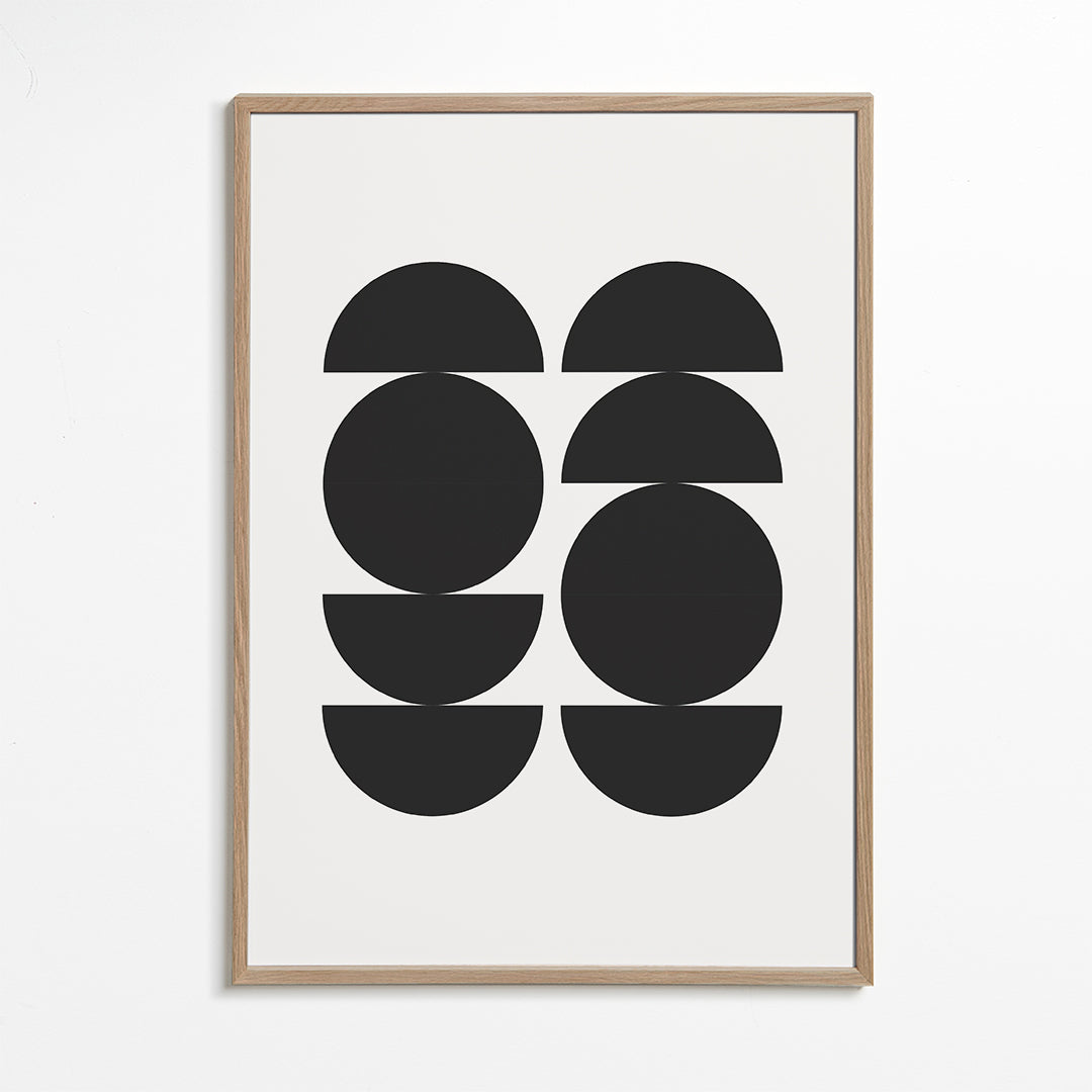 Geometrisk tavla minimal med cirklar och halvor