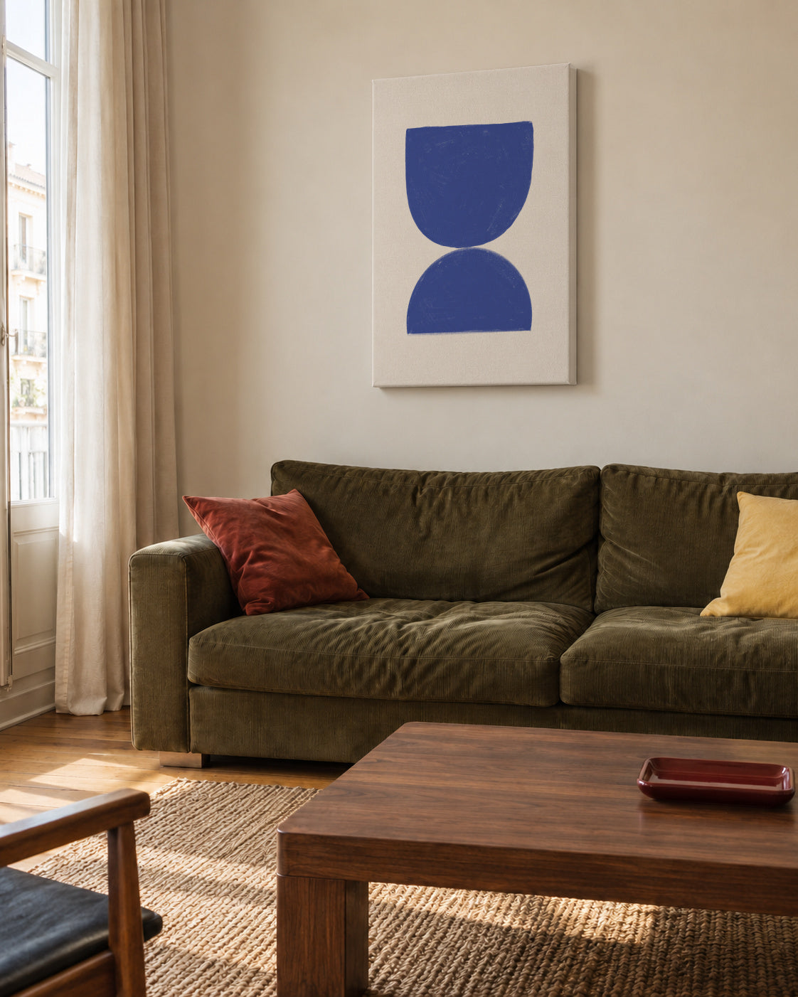 Rumi Blue - Unframed canvas in an interior