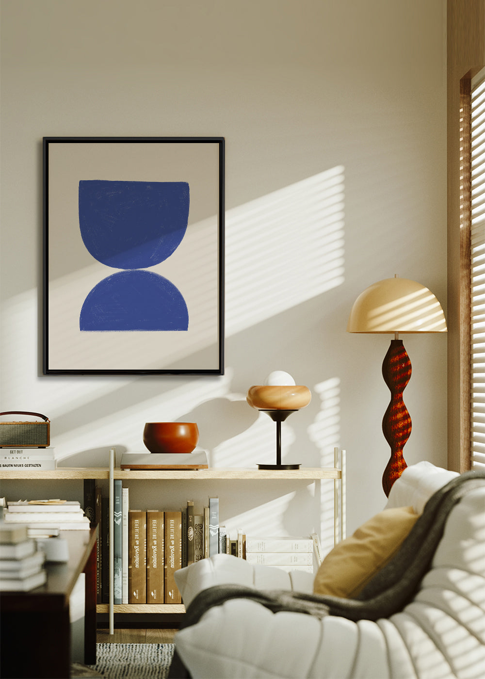 Geometrisk tavla blå minimal halvcirklar