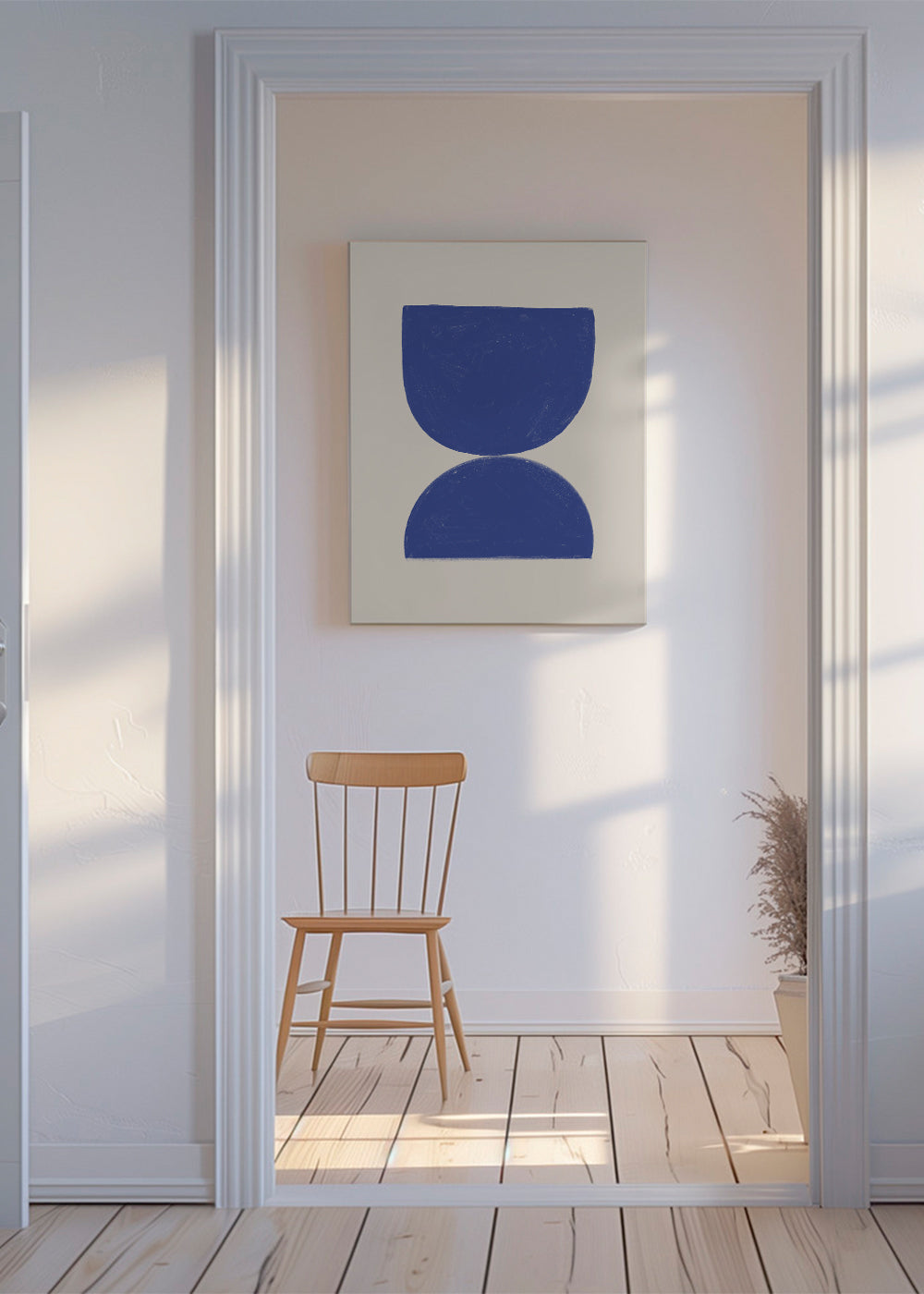 Geometrisk tavla blå minimal halvcirklar