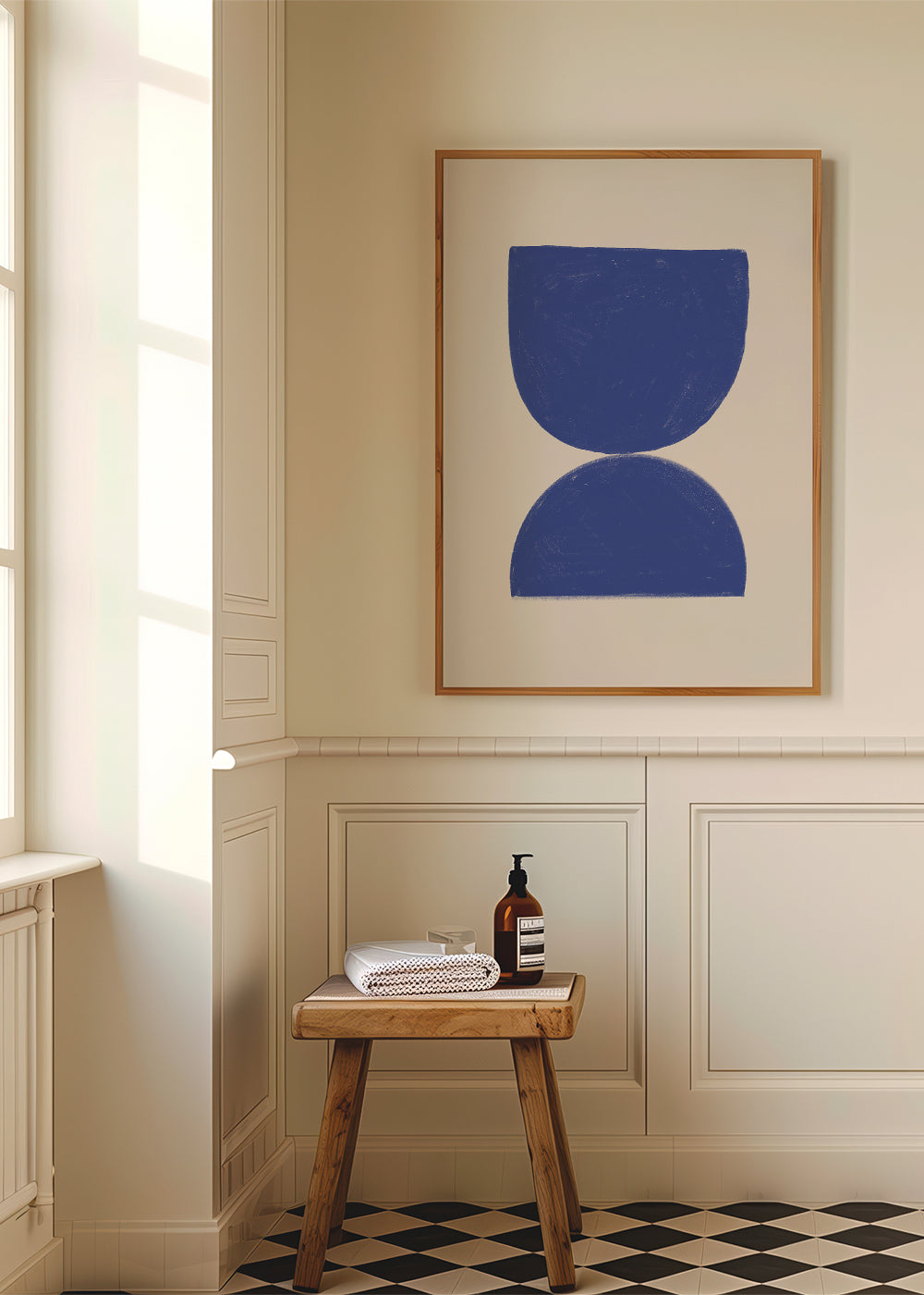 Geometrisk tavla blå minimal halvcirklar