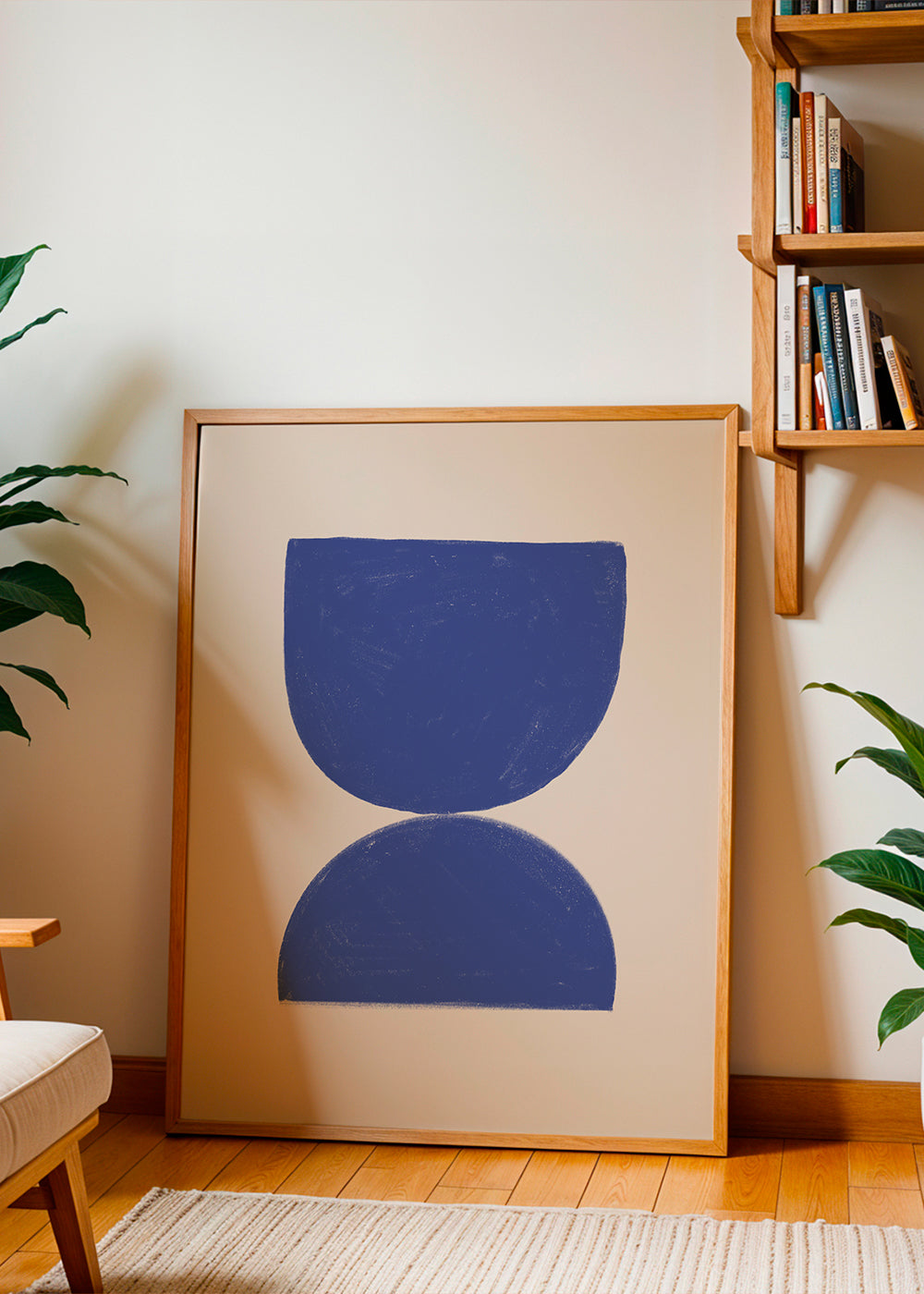 Geometrisk tavla blå minimal halvcirklar
