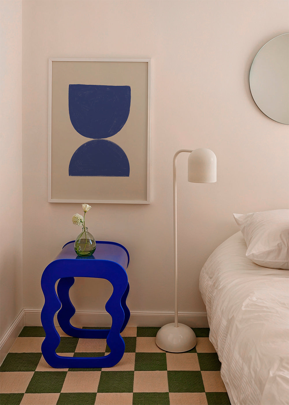Geometrisk tavla blå minimal halvcirklar