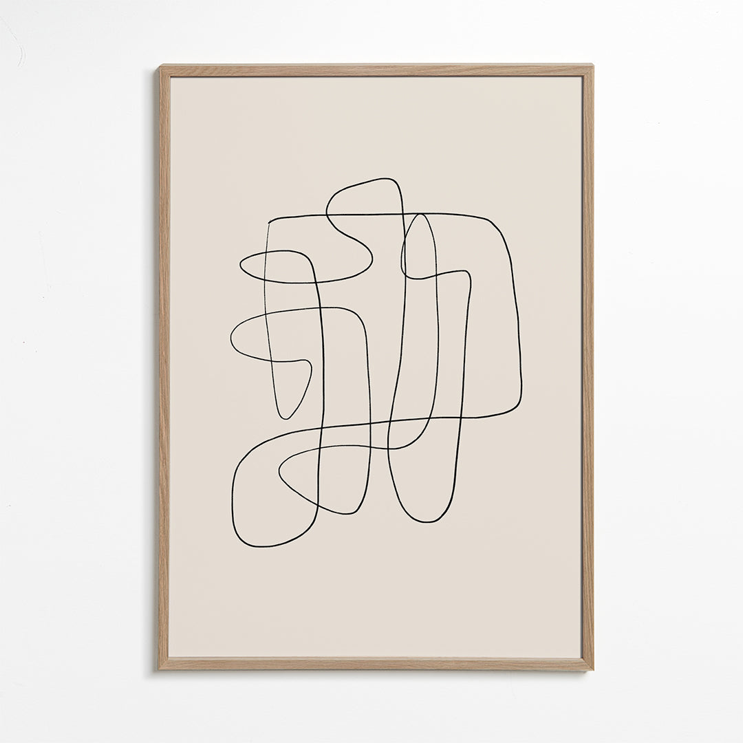 Minimalistisk design med kontinuerlig linje på beige bakgrund