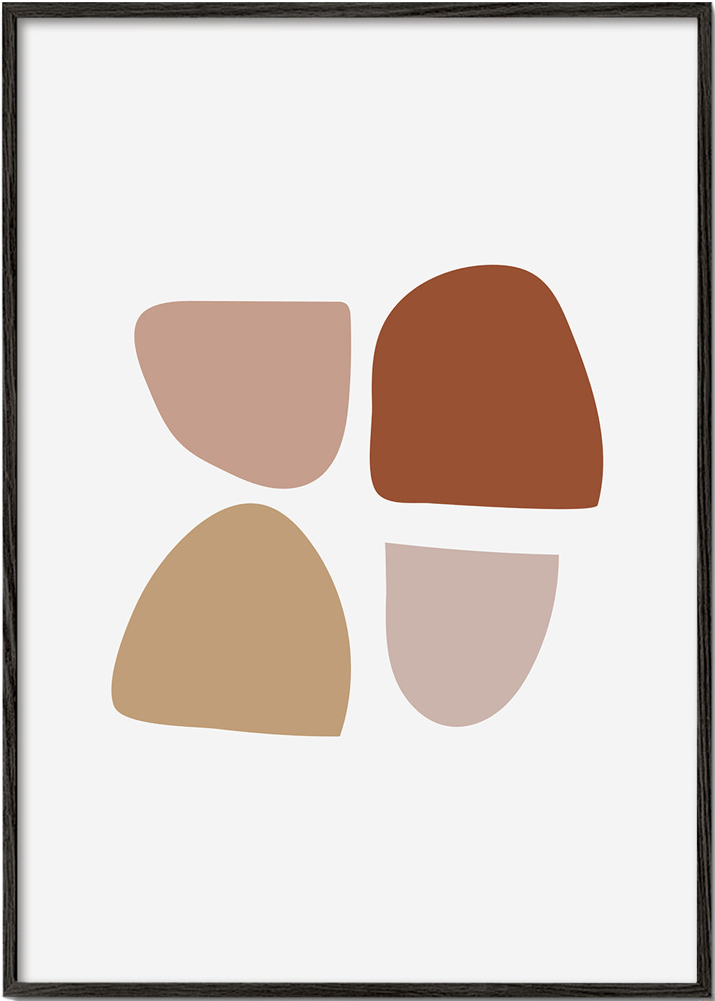 Minimalistisk poster med organiska beige och terrakotta former