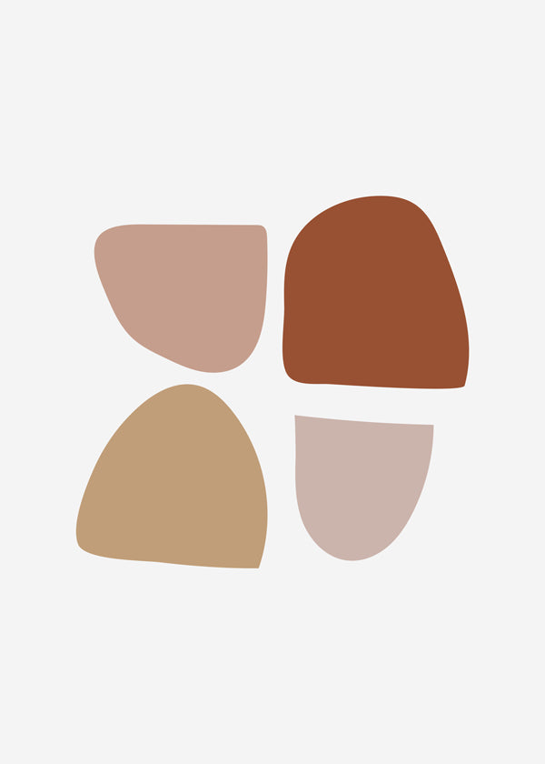 Minimalistisk poster med organiska beige och terrakotta former