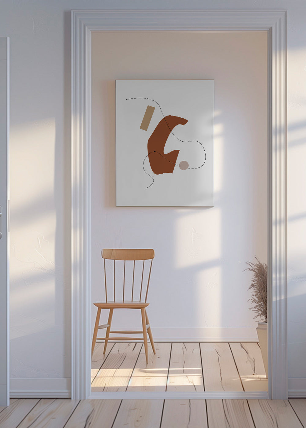 Abstrakt konstverk med jordnära form och linje