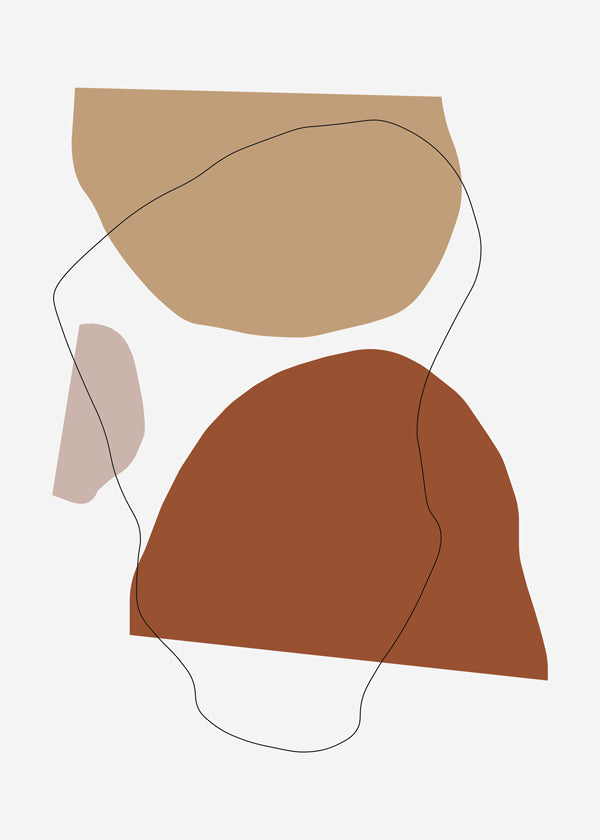 Abstrakt konst i terrakotta och beige