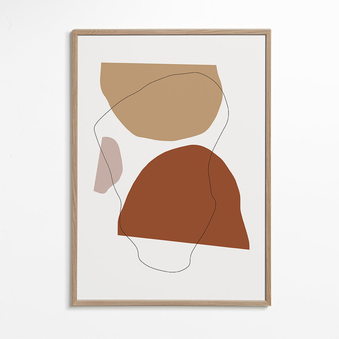 Abstrakt konst i terrakotta och beige