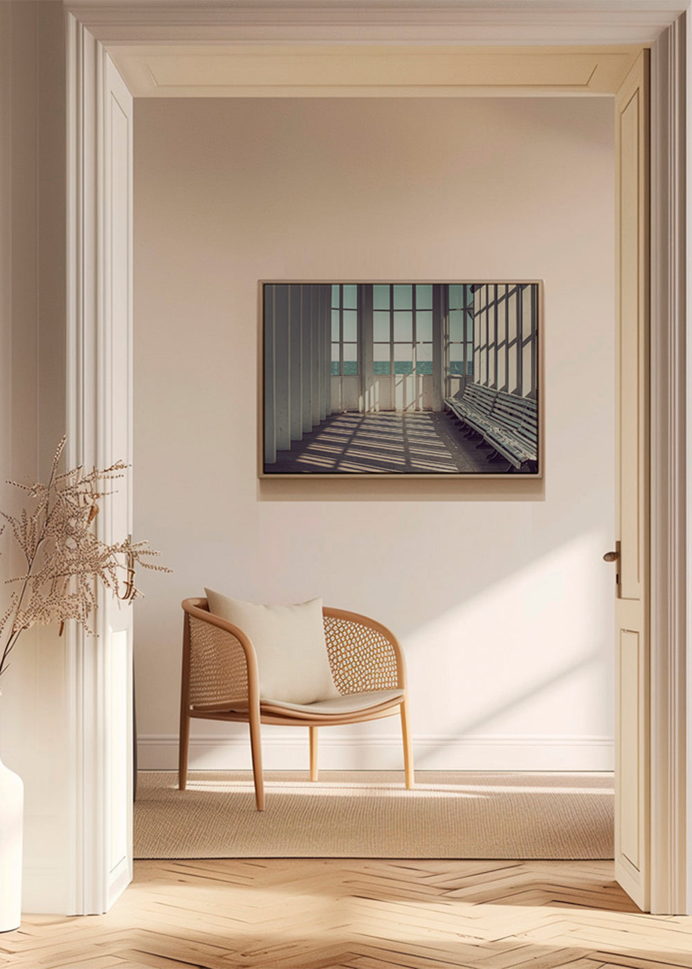 Fotografi av kustens väntrum med bänkar