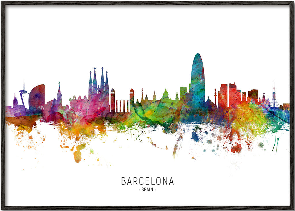 Kökskonst: Barcelona skyline akvarell