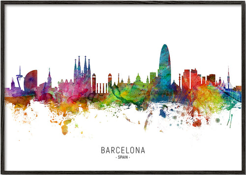 Kökskonst: Barcelona skyline akvarell