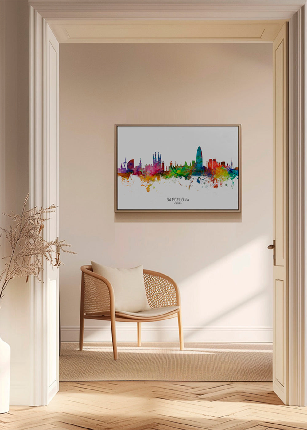 Kökskonst: Barcelona skyline akvarell